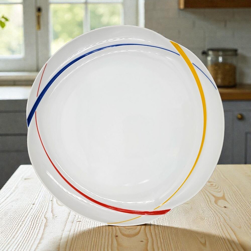 Studio Nova Cortina Primary Round Platter 12 1/4" Japan 1987 Vintage Swirls